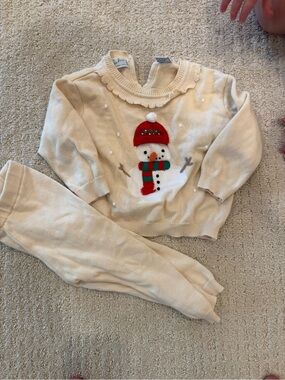 Feltman brothers Cream Kids Snowman Sweater Set